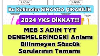 2024 YKSDE ÇIKABİLİR ‼️ MEB 3 ADIM TYT DENEMELERİ Anlamı Bilinmeyen Sözcük Soruları [upl. by Leuqram]