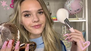 ASMR Doing Your Makeup In The Back Of Class ✏️💕 long nail tingles [upl. by Minni]