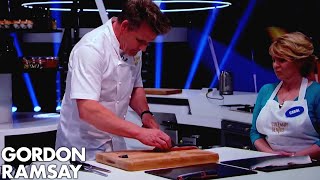 How to Fillet a Salmon Into 10 Equal Pieces  Gordon Ramsay [upl. by Artemisia245]