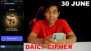 Hamster Kombat Daily Cipher Today 1M Coins 30 June 2024 [upl. by Tavie]