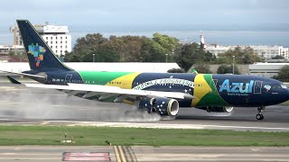 4K Azul Brazilian Flag Livery Airbus A330243 Amazing Landing at Lisbon Airport [upl. by Corb]