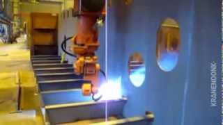 Double hull welding  robot block section welding for ships [upl. by Yerd813]