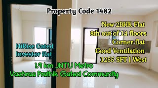 Code 1482  New 2BHK investor flat HiRise Gated  19 km JNTU Metro  Vazhraa Prathik [upl. by Candida994]