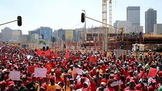 South African unions march against endemic corruption under Zuma [upl. by Cordi]