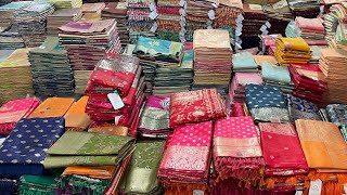 Silk sarees collection wholesale market in Surat Heavy sarees manufacturer Aruna textile hub VANSHMJ [upl. by Valentijn]