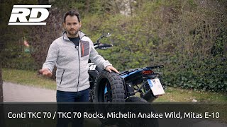 Reifen Erfahrung Conti TKC 70 TKC 70 Rocks Michelin Anakee Wild und Mitas E10 [upl. by Eladnek]