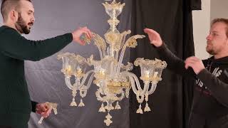 Murano Chandelier Assembly  Original Murano Glass handmade in Venice Italy [upl. by Attenauqa690]