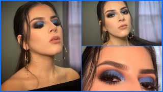 Ojos ahumados negro con azul rey  maquillaje de noche Cristina Pacheco [upl. by Imekawulo]