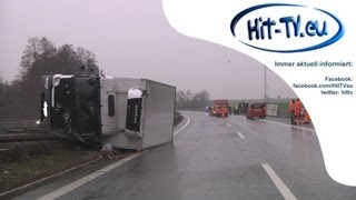 Doppel LKW Unfall auf der A 72 sorgt für Behinderungen 30042013 [upl. by Attaynek766]