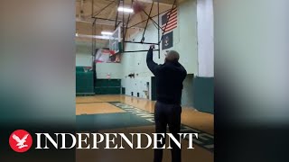 Obama nails threepointer while campaigning with Biden in Michigan [upl. by Nelan]