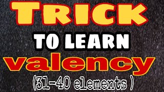 Valency Trick Trick to find valency of 31 to 40 elementsTrick to learn valency of 31 to 40 elements [upl. by Shetrit417]