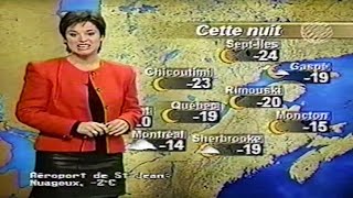 La Météo avec Sophie Chiasson 12 Janvier 2001 Météo Médias [upl. by Oiligriv]