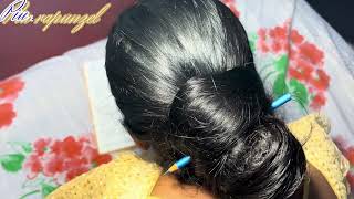 Long Hair Making with Pen amp Opened her Bun by Husband Big Bun Play with Floor [upl. by Kimberlyn]