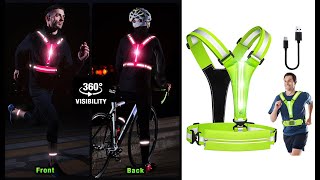 Rechargeable Reflective Running LED Vest For Safety [upl. by Elimac]