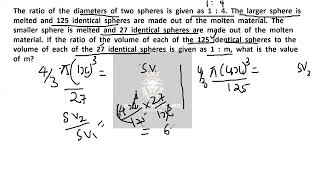 The ratio of the diameters of two spheres is given as 1  4 The larger sscchsl2024 [upl. by Ilysa]