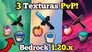 🔴 3 TEXTURAS para PVP en Minecraft PE 120X FPS  Texturas Gama Baja  Bedrock 120 [upl. by Oyek]