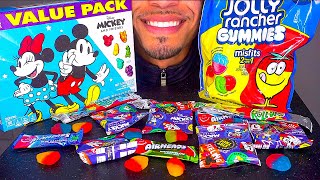 ASMR Eating CANDY No Talking Mukbang Jerry Food Treats Party AirheadsDisneyFruitSnacksFruitRollUp [upl. by Naihtsirc737]