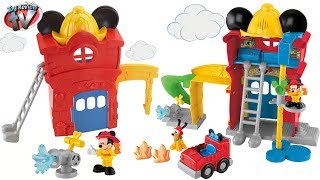 DISNEY JUNIOR MICKEY MOUSE CLUBHOUSE Funny Firehouse Fisher Price Playset TOYS Review Video [upl. by Ayhay]