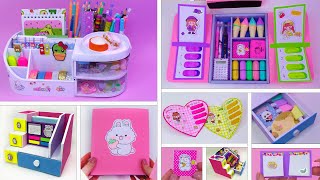 DIY  Cute Stationery Ideas  Folder Organizer Mini notepads desk Organizer from Boxes [upl. by Ezitram]