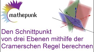 Den Schnittpunkt von drei Ebenen mithilfe der Cramerschen Regel berechnen [upl. by Ecirtak]