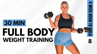 DAY 8  FULL BODY WEIGHTS  strength training at home for women [upl. by Jacqui]