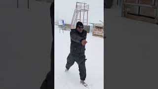 Diamir Police officer enjoying snowfall at Babusar Top [upl. by Arrait923]