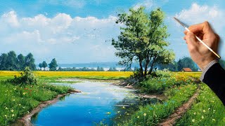 👍 Acrylic Painting  Spring Landscape  Easy Art  Drawing Lessons  Satisfying Relaxing  Акрил [upl. by Tiraj]