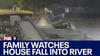 Family watches house fall into Blue Earth River after dam failure [upl. by Temple845]