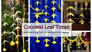 How to make coconut leaf Toran Hangings with Marigold [upl. by Ellord]