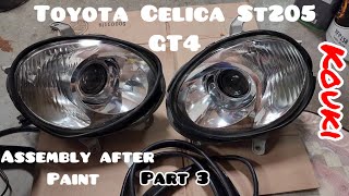 Assembling Toyota Celica ST205 GTFOUR After Paint  Changing And Securing Headlights Rubber Seal [upl. by Ecined531]