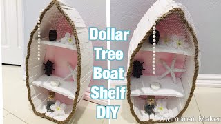 Dollar tree boat shelf DIY  beach decor diy  dollar store summer decor  beach party decoration 🏝 [upl. by Aliam]