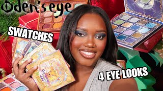 NEW ODENS EYE HOLIDAY PALETTES  Swatches and 4 Eye Looks [upl. by Samale]