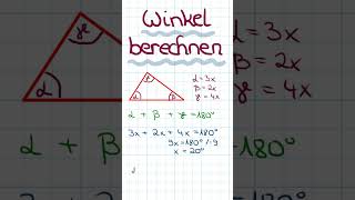 WINKEL berechnen Winkel von einem DREIECK [upl. by Yenattirb858]