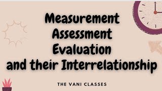 MEASUREMENT ASSESSMENT  EVALUATION  and their Interrelationship  Assessment for Learning  BEd [upl. by Norrehs]