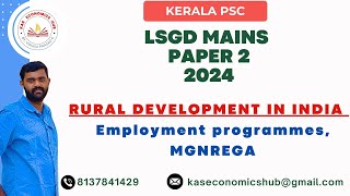 LSGD Mains Paper 2 Rural Development in India Employment Policies MGNREGA lsgd kpsc paper2 [upl. by Sexton]