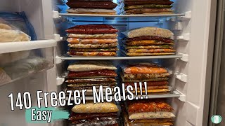 140 Freezer Meals Mega Meal Prep Marathon  Large Family Cooking [upl. by Lonna]