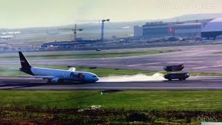 WATCH Boeing 767 makes emergency landing after gear failure [upl. by Sadonia]