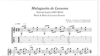 Malagueña de Lecuona 2  Paco de Lucía 1947 2014  TAB [upl. by Nibram]