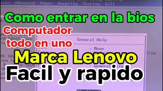 Como entrar en la bios en Pc Lenovo todo en uno facil 💯 [upl. by Yelena]