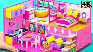 How To Make Pink Miniature House Easy and Decorate 4 Cute Room for a Family  DIY Miniature House [upl. by Biernat]