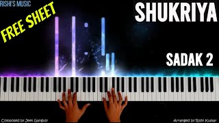 Shukriya Piano Instrumental Tutorial  Sadak 2  Cover  Karaoke  Notes [upl. by Phylis]