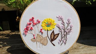 August Garden Flowers Design by Stars embroidery  Absolute beginners [upl. by Annaek]