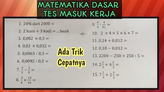 SOAL MATEMATIKA DASAR TES MASUK KERJA YANG SERING KELUAR DI PSIKOTES [upl. by Yelrebma653]