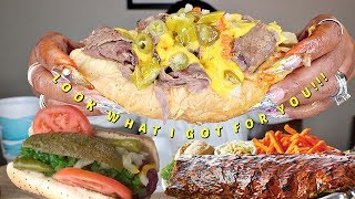 Beast Mode Mukbang BBQ Baby Back Ribs Italian Beef Maxwell Polish [upl. by Sissel931]