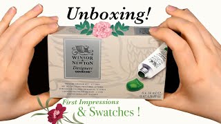 Winsor Newton Designers Gouache Unboxing amp First Impressions [upl. by Zipnick]