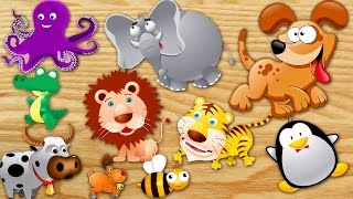 Learn Animals Names and Sounds  Puzzle for Kids [upl. by Thaddaus]