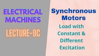 Electrical Machines  Lecture  9C  Synchronous Motor  Load with Constant amp Different Excitations [upl. by Lem]