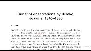 Sunspot observations by Hisako Koyama 1945–1996 [upl. by Atiugal412]