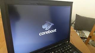 thinkpad t400 coreboot SeaVGABIOS seabios booting debian linux and windows 10 [upl. by Odinevneib]