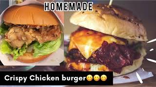 Homemade Crispy Chicken burger😋 [upl. by Xenophon]